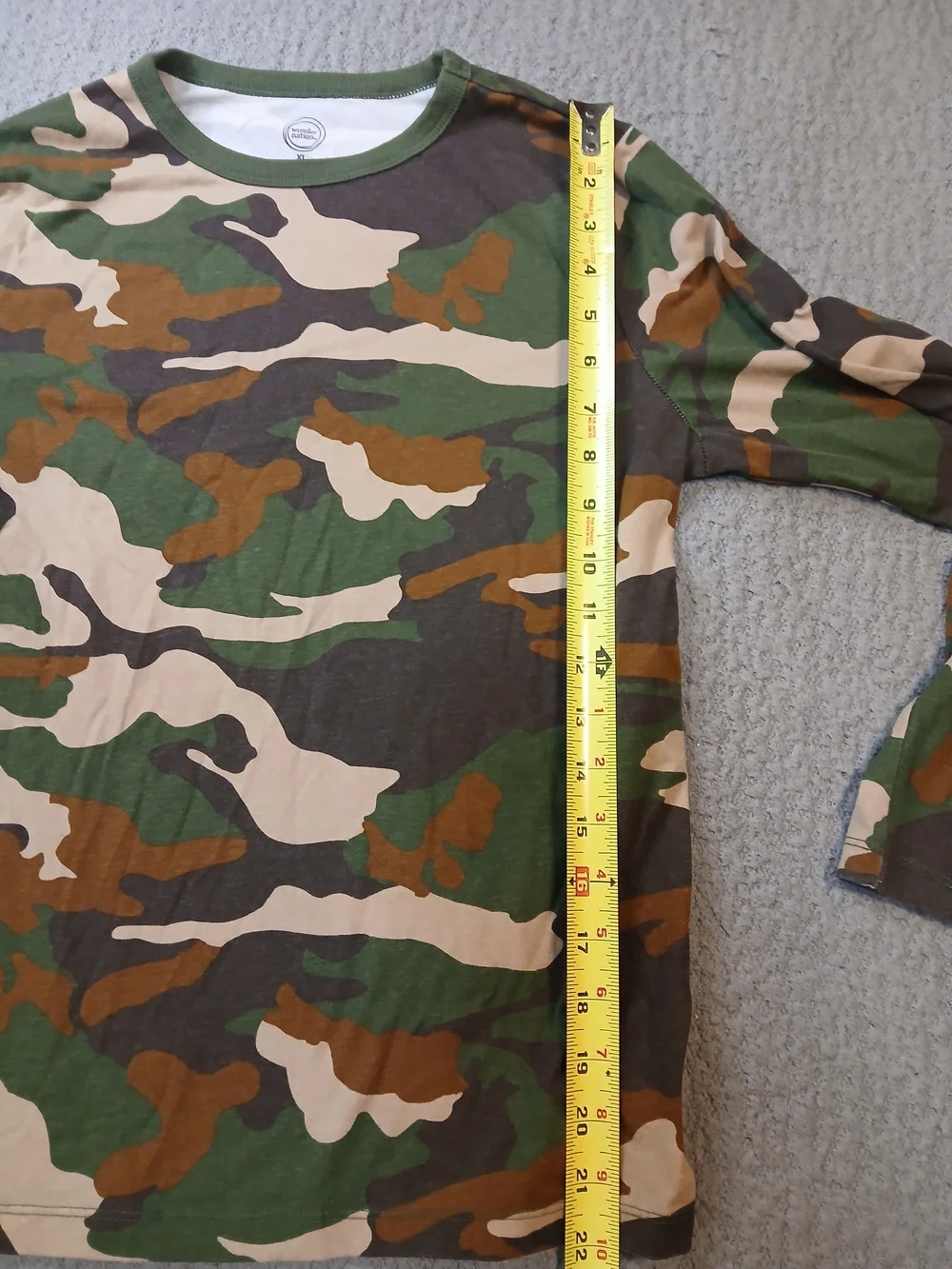 Boy's Wonder Nation Green Camouflage Long Sleeve T-Shirt Top SZ XL 14/16 New